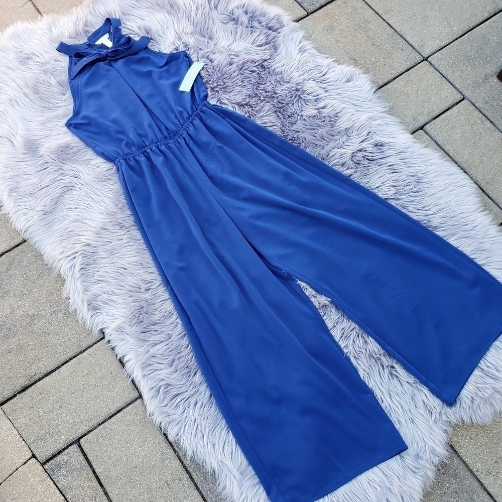 NWT London Times Wide Leg Blue Jean Jumpsuit sz 10